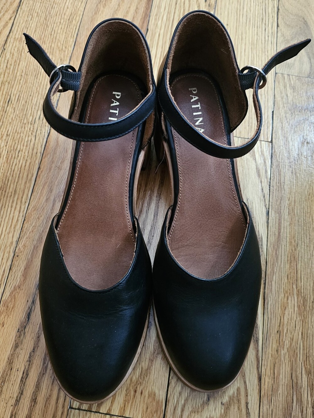 PATINA Black Ankle-Strap Heeled Pumps
